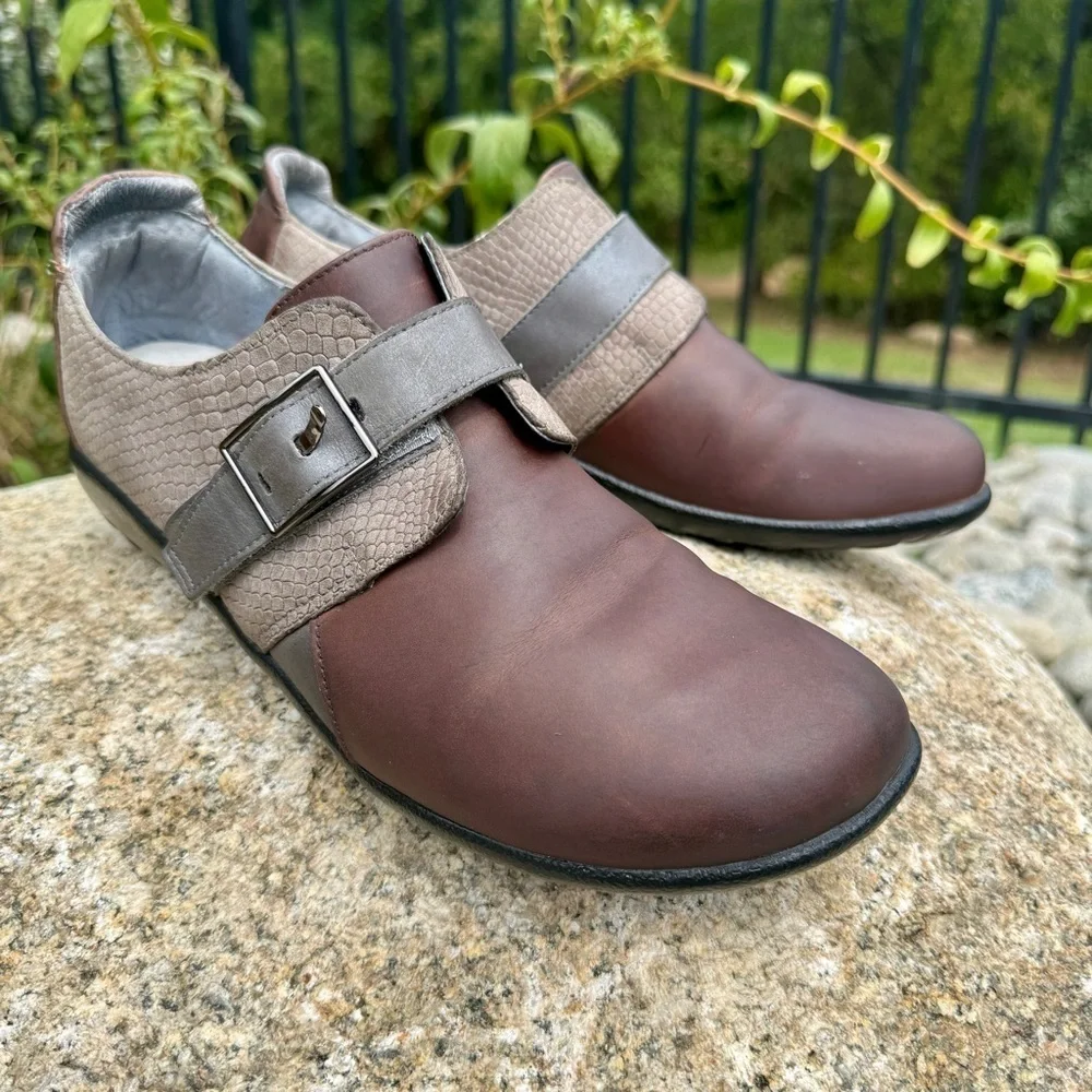 Naot Women's Tane Loafer Shoes Brown Haze Combo Sz 11 Casual Buckle Strap Comfy